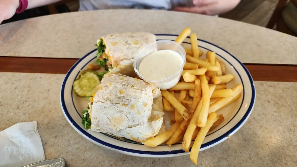 Chicken Caesar Wrap and Fries