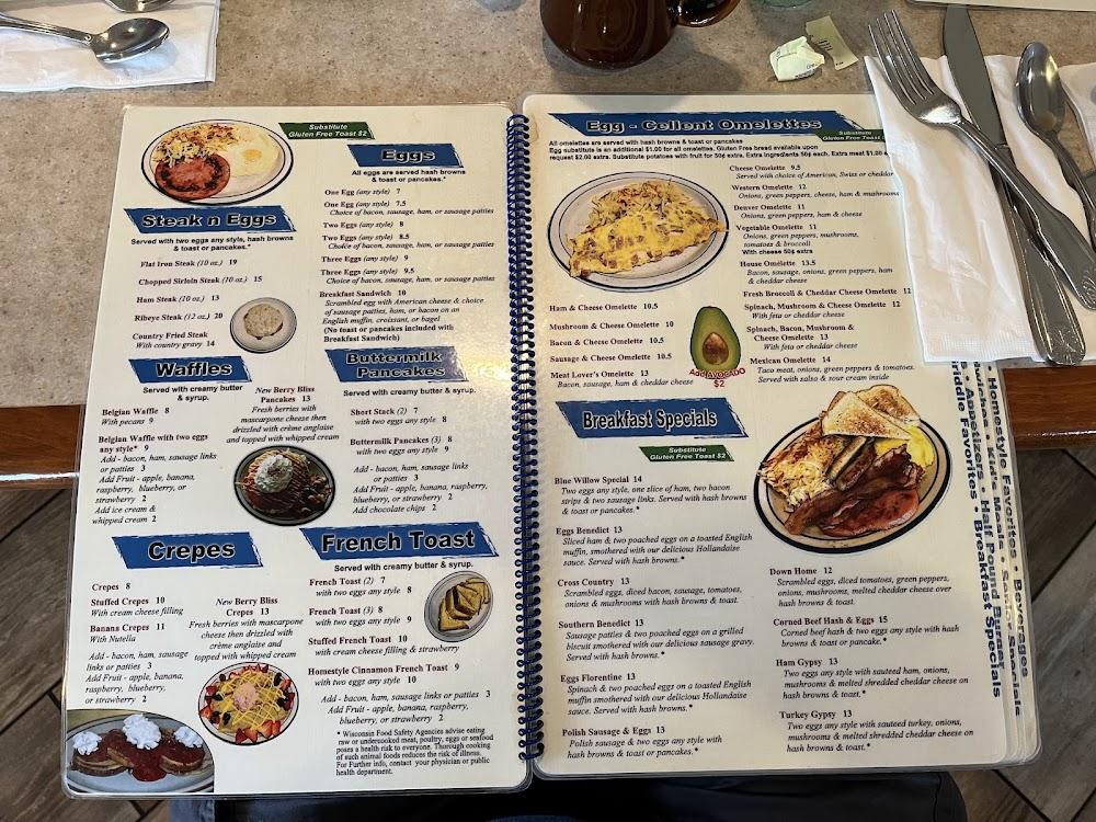 Blue Willow Cafe Menu image 1